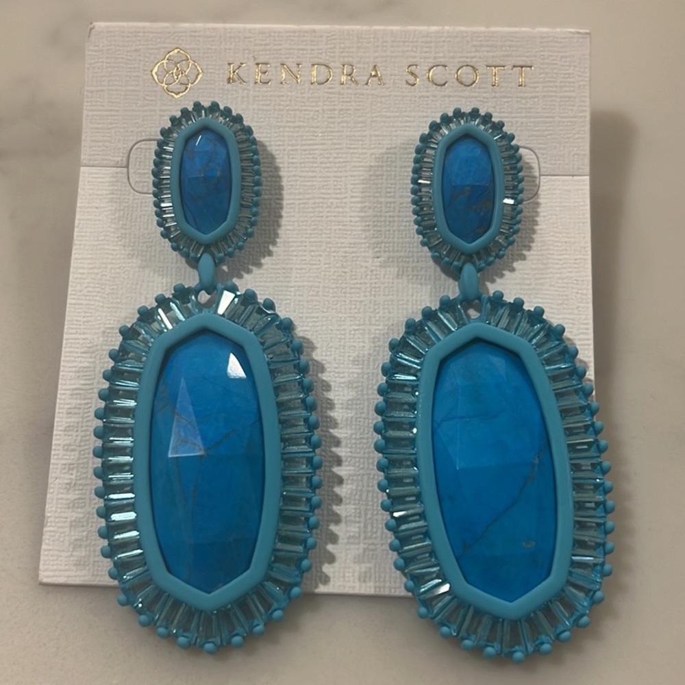 Kendra Scott kaki earrings aqua howlite